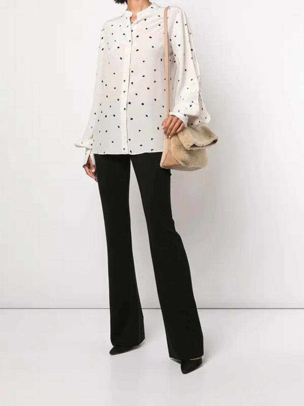 NWOT Altuzarra 100% Silk Lamont Black w/ White Polka Dot Blouse Size EU 40 US 8